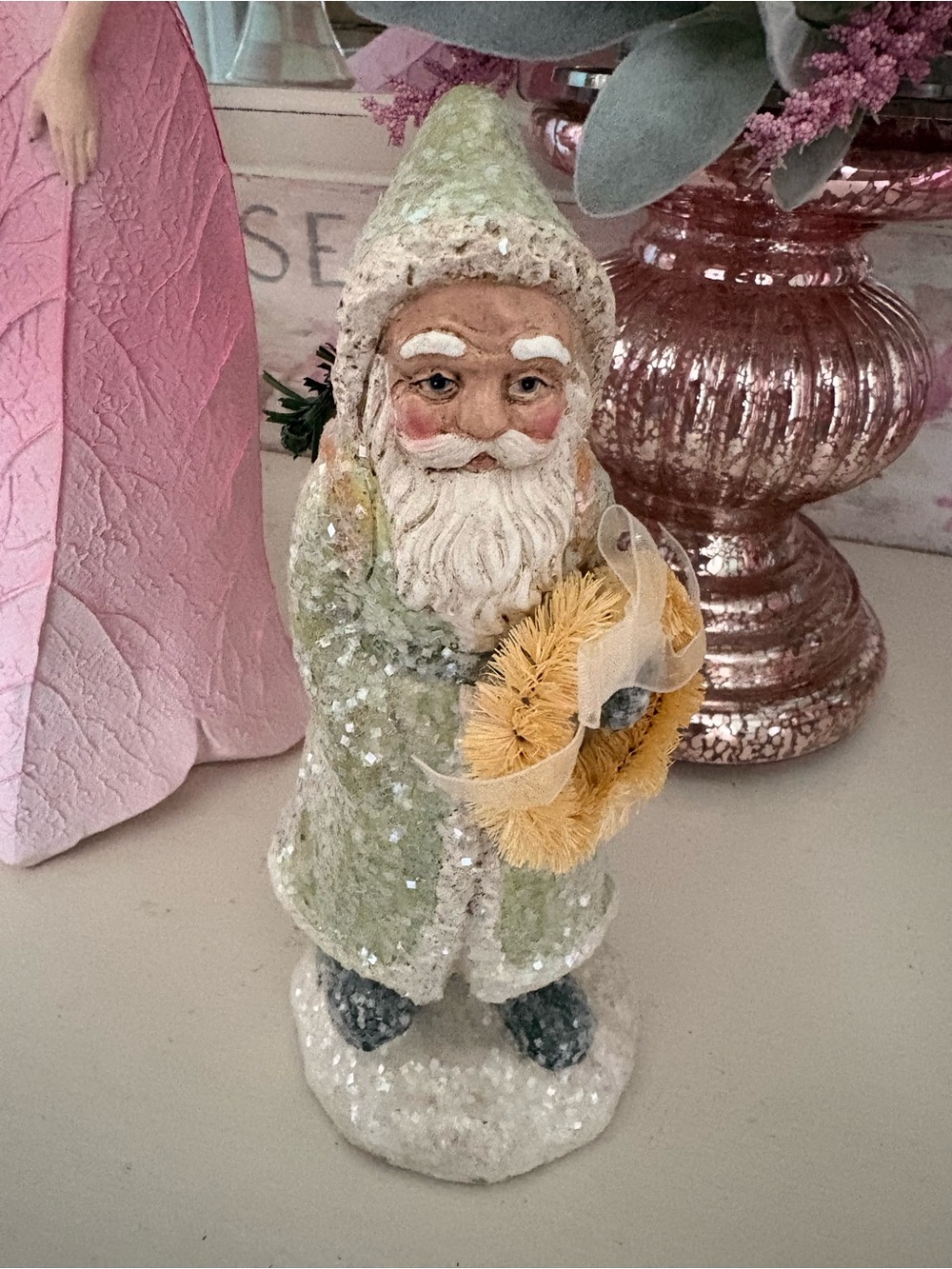 Festive Green Santa Figurine Holiday Decoration